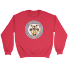  a red unisex sweatshirt featuring the original Golden Retriever dog artwork by OMG You're Home!