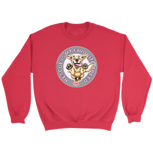  a red unisex sweatshirt featuring the original Golden Retriever dog artwork by OMG You're Home!