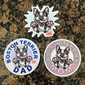 Boston Terrier Mom and Dad sticker pack