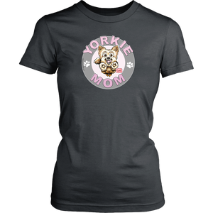 a grey yorkie mom tshirt for yorkshire terrier dog lovers