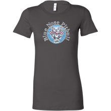 Load image into Gallery viewer, a women&#39;s grey shirt with the Blue Nose pitbull design on the front