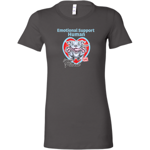 Womens grey t-shirt with Emotional Support Human for my Blue Nose Pitbull design on front