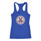 A soft blue Next Level Racerback Tank featuring the OMG You're Home Boston Terrier Dog Mom design on the front in full vibrant color. 