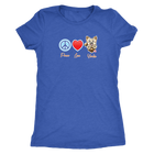royal blue Next Level Triblend Shirt featuring the Peace Love Yorkie dog design from OMG You're HOME!