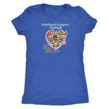 Load image into Gallery viewer, a blue Next Level Womens Triblend shirt for dog lovers featuring the German Shepherd design in the Emotional Support Human collection