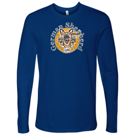 royal blue Next Level Mens Long Sleeve featuring the OMG German Shepherd design