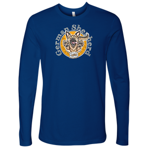 royal blue Next Level Mens Long Sleeve featuring the OMG German Shepherd design