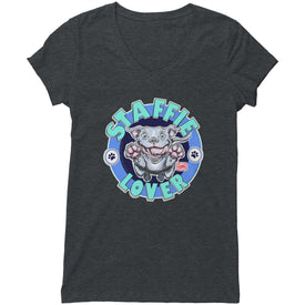 Staffordshire terrier dog lover design on womens v-neck