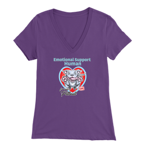 Emotional Support Human - Blue Nose Pitbull Womens V-Neck for Pittie Dog Lovers