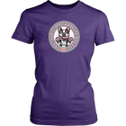District Womens purple Shirt featuring the OMG You're Home! Boston Terrier design with "Rescue is my favorite breed"
