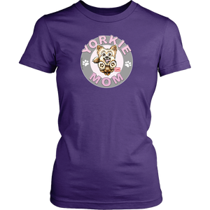 prurple yorkie mom tshirt for yorkshire terrier dog lovers