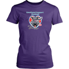 a women's purple shirt by District featuring the Black Labrador Retriever design in the Emotional Support Human collection