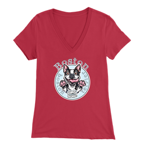 Boston Terrier - Bella Womens V-Neck for the Boston Terrier Dog Lover