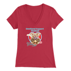 Bella Womens red V-Neck. This comfortable shirt features the OMG You're Home German Shepherd dog design with the text "Emotional Support Human". 