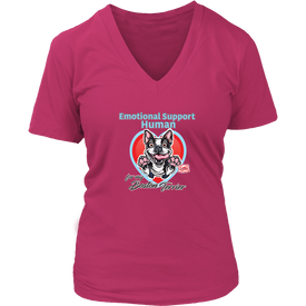 Emotional Support Human - Boston Terrier - Womens V-Neck for Bostie Lovers