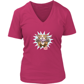 Red Nose Pitbull - District Womens V-Neck for Pit Bull Dog Lovers