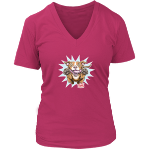 Red Nose Pitbull - District Womens V-Neck for Pit Bull Dog Lovers