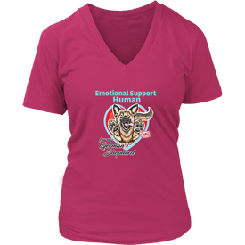 Emotional Support Human - German Shepherd Dog Design - Womens V-Neck for Dog Lovers