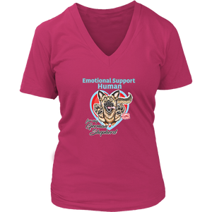 Emotional Support Human - German Shepherd Dog Design - Womens V-Neck for Dog Lovers