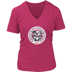 Rescue is my favorite breed - White Pitbull - Womens V-Neck Shirt