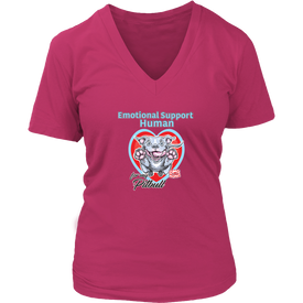 Emotional Support Human - Blue Nose Pitbull Womens V-Neck Shirt for Dog Lovers