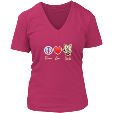 Load image into Gallery viewer, Peace Love Yorkie - Womens V-Neck for the Yorkshire Terrier Lover