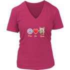 Peace Love Yorkie - Womens V-Neck for the Yorkshire Terrier Lover
