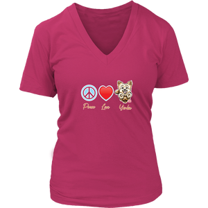 Peace Love Yorkie - Womens V-Neck for the Yorkshire Terrier Lover