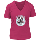 a pink v neck tee with the OMG Boston Terrier dog design on the front