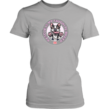 Load image into Gallery viewer, District Womens light grey Shirt featuring the OMG You&#39;re Home! Boston Terrier design with &quot;Rescue is my favorite breed&quot;