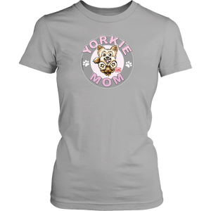 light grey yorkie mom tshirt for yorkshire terrier dog lovers