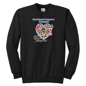 Emotional Support Human - German Shepherd - Youth Crewneck Sweatshirt