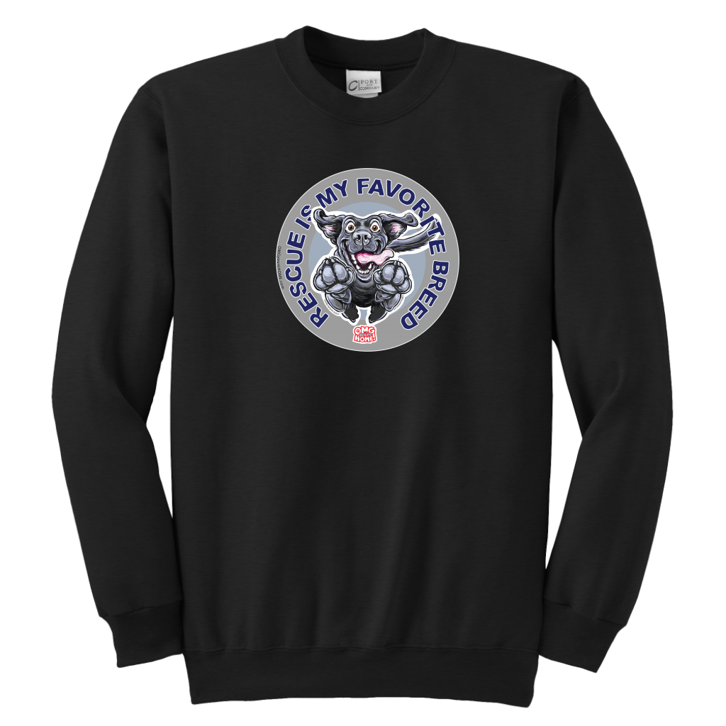 Rescue is My Favorite Breed - Black Labrador Youth Crewneck Sweatshirt