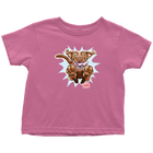 a dark pink OMG You're Home t-shirt featuring the original Chocolate Labrador Retriever dog design on the front