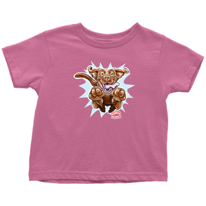 a dark pink OMG You're Home t-shirt featuring the original Chocolate Labrador Retriever dog design on the front