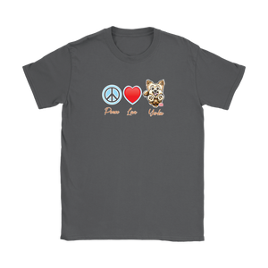 Peace Love Yorkie - Gildan Womens T-Shirt for the Yorkshire Terrier Dog Lover