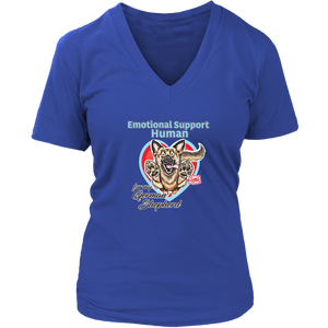 Emotional Support Human - German Shepherd Dog Design - Womens V-Neck for Dog Lovers