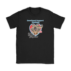 a black Gildan Womens T-Shirt featuring the German Shepherd design in the Emotional Support Human collection