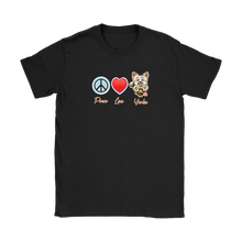 Load image into Gallery viewer, Peace Love Yorkie - Gildan Womens T-Shirt for the Yorkshire Terrier Dog Lover