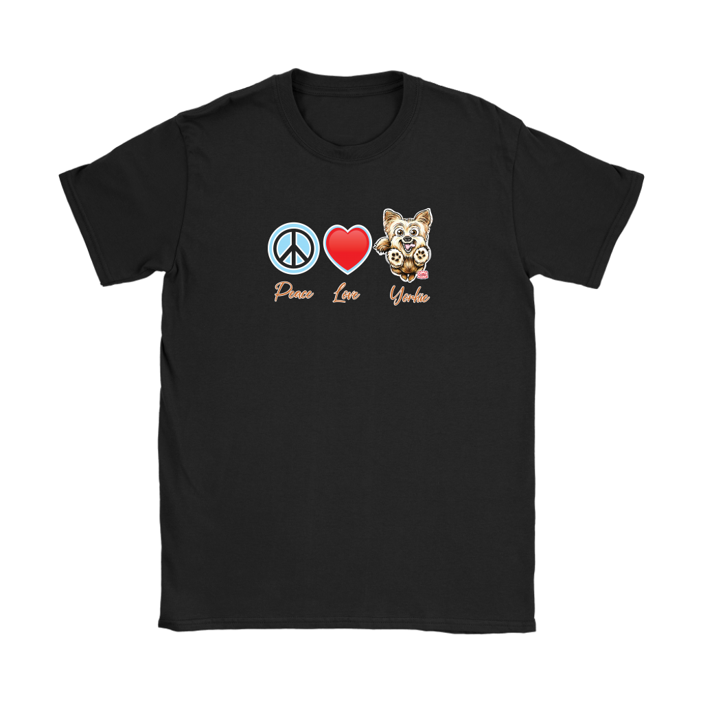 Peace Love Yorkie - Gildan Womens T-Shirt for the Yorkshire Terrier Dog Lover