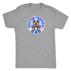   a light grey men's t-shirt with a design of a Boston Terrier dog dad from OMG You're Home