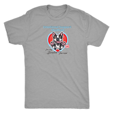 Load image into Gallery viewer, light grey mens tee with Boston Terrier dog design on front