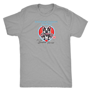 light grey mens tee with Boston Terrier dog design on front