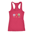 Pink Next Level Racerback Tank featuring the Peace Love Yorkie dog design from OMG You're HOME!