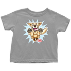 a toddler's grey t-shirt featuring the original happy and excited Golden Retriever on the front