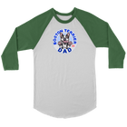 a green and white 3/4 sleeve jersey with the OMG You're Home! Boston Terrier dog Dad design on the front 