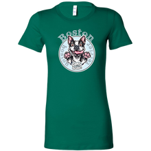 Load image into Gallery viewer, a woman&#39;s green shirt with a Boston Terrier dog design by OMG You&#39;re Home