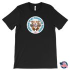 Front view of a mens black T-Shirt by Canvas featuring the original Red Nose Pitbull artwork by OMG You're Home! Part of the "Rescue is my favorite breed" collection.