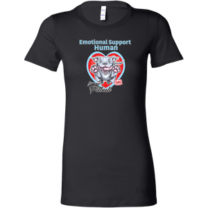 Womens black t-shirt with Emotional Support Human for my Blue Nose Pitbull design on front