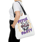 Happy White Pitbull Puppy Dog Tote Bag (AOP)